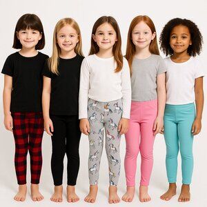Cat & Jack Kids Leggings Variety Pack - Black, Pink, Gray, Teal, Red Plaid
